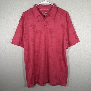 Tommy Bahama Island Zone Polo Shirt Size M Pink Palm Trees Preowned Good